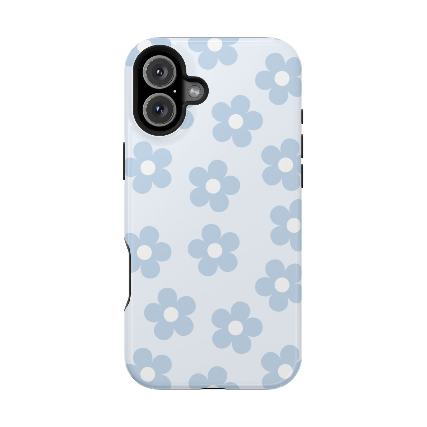 Light Blue Retro Flowers iPhone Case