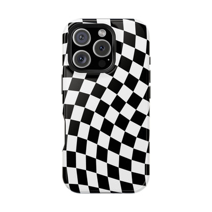 Black Wavy Checkered iPhone Case