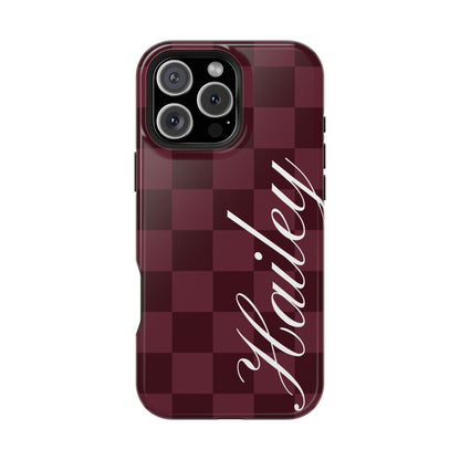 Custom Burgundy Checkered iPhone Case