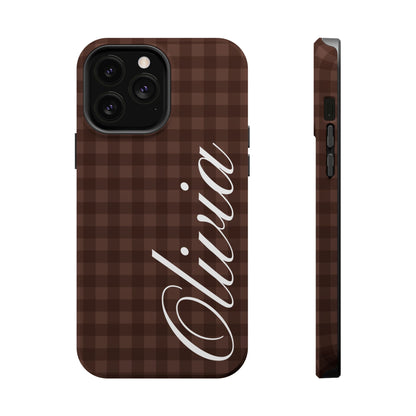 Custom Brown Gingham iPhone Case