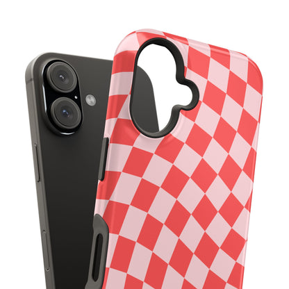Red & Pink Wavy Checkered iPhone Case