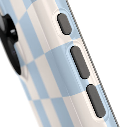 Light Blue & Beige Checkered iPhone Case