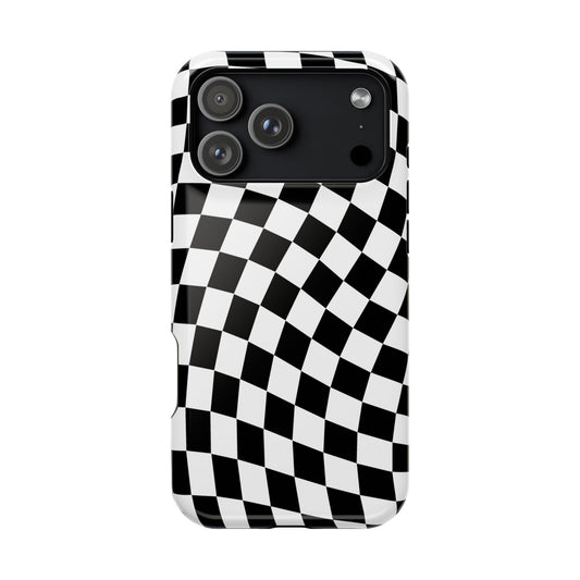 Black Wavy Checkered iPhone Case
