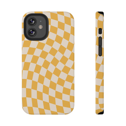 Yellow Wavy Checkered iPhone Case
