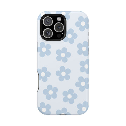 Light Blue Retro Flowers iPhone Case