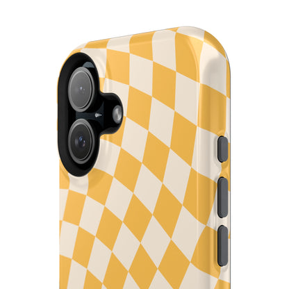 Yellow Wavy Checkered iPhone Case