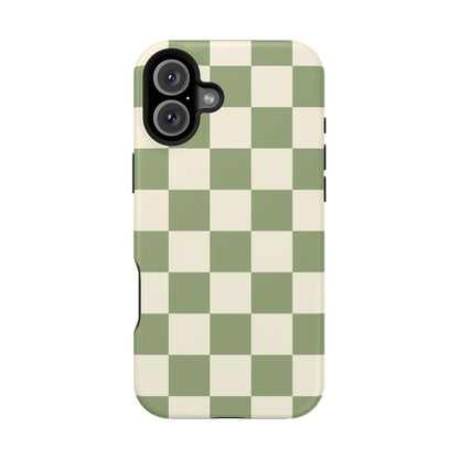 Green & Beige Checkered iPhone Case