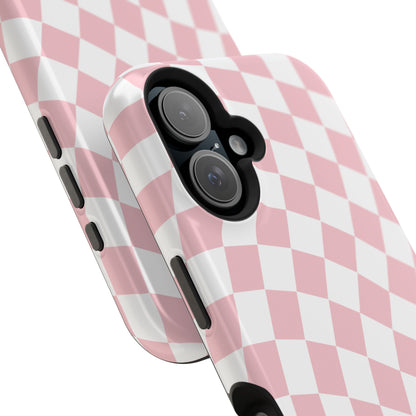 Pink Wavy Checkered iPhone Case