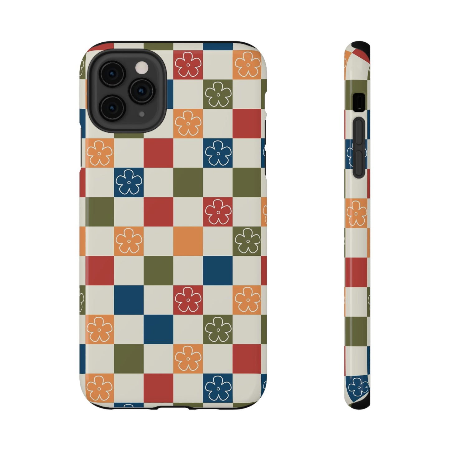 Vintage Flowers Checkered iPhone Case