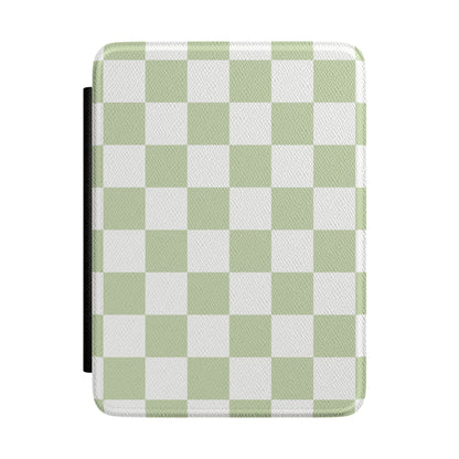 Pastel Green Checkered Kindle Case