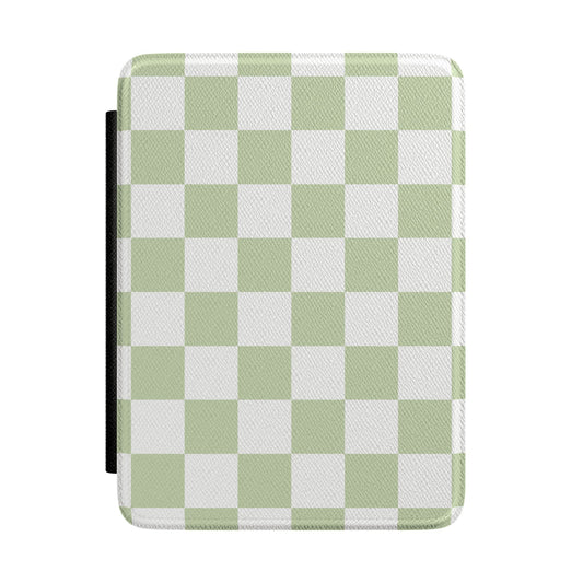 Pastel Green Checkered Kindle Case