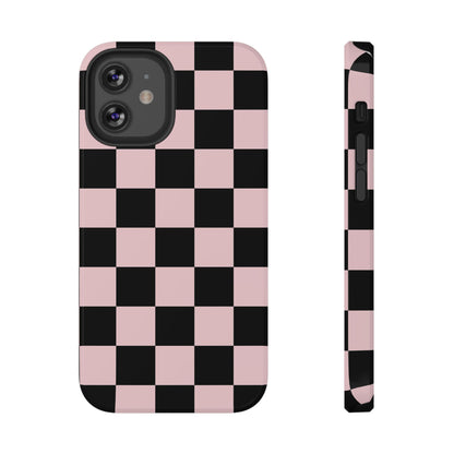 Pink & Black Checkered iPhone Case