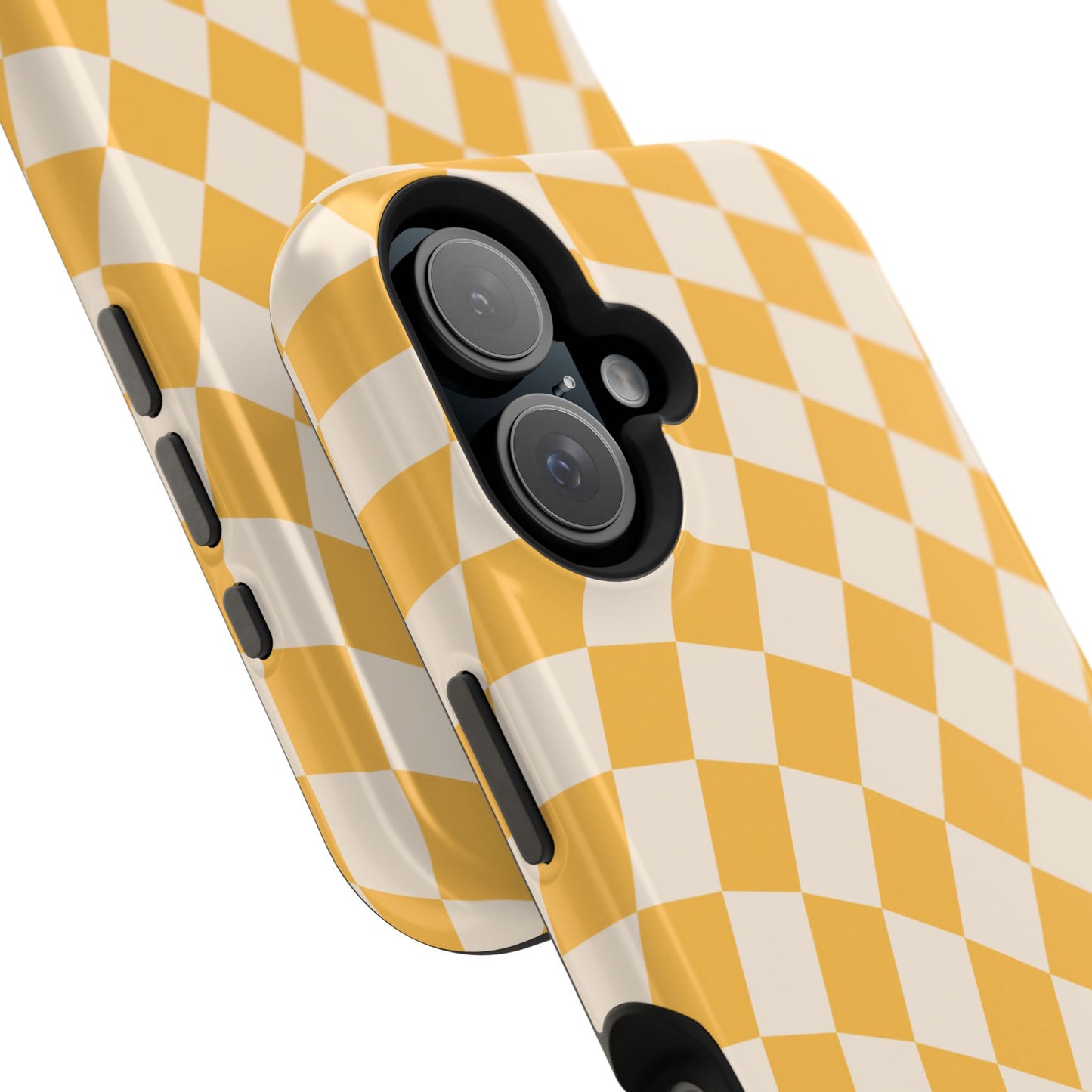 Yellow Wavy Checkered iPhone Case