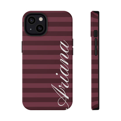 Custom Burgundy Classic Striped iPhone Case