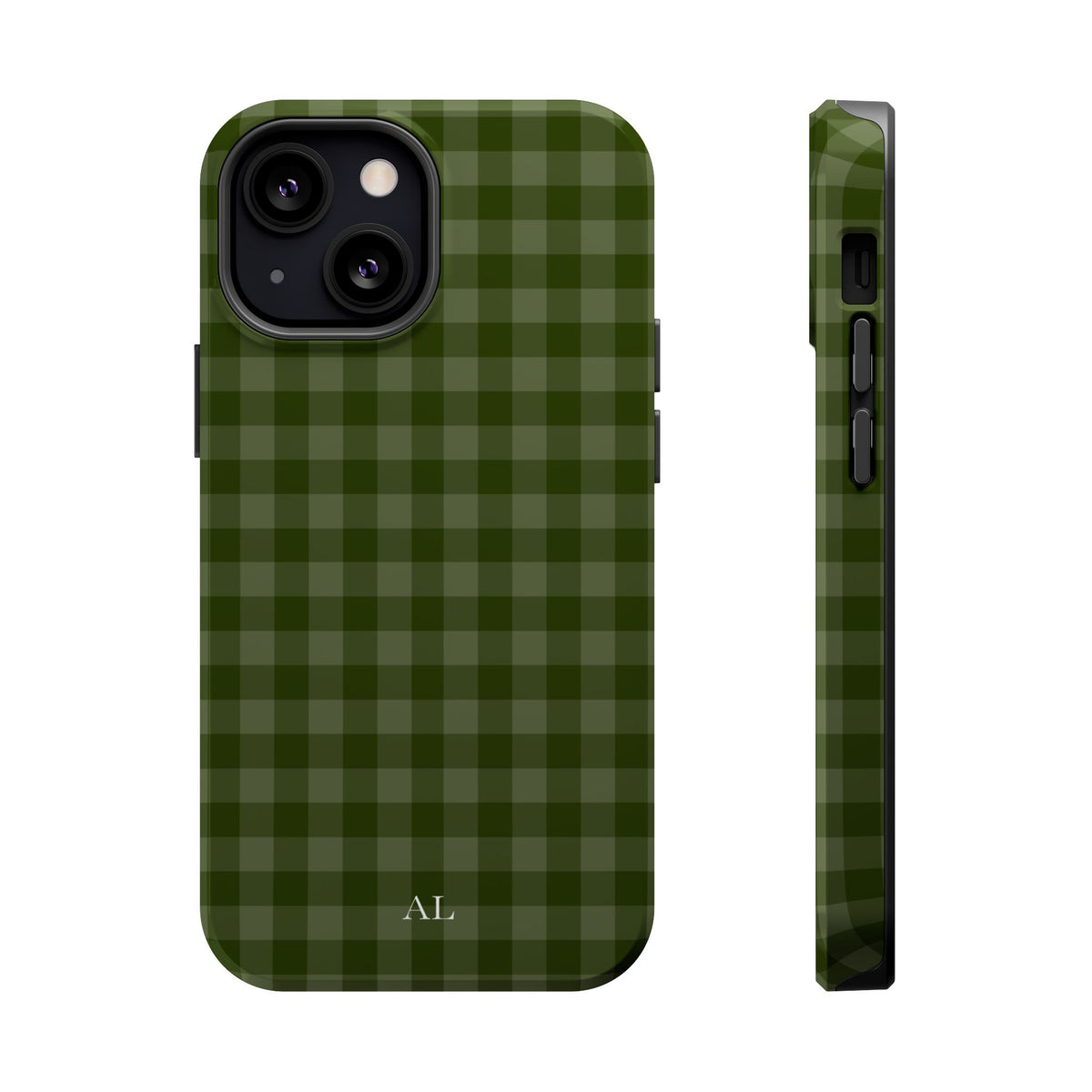 Custom Initials Green Gingham iPhone Case