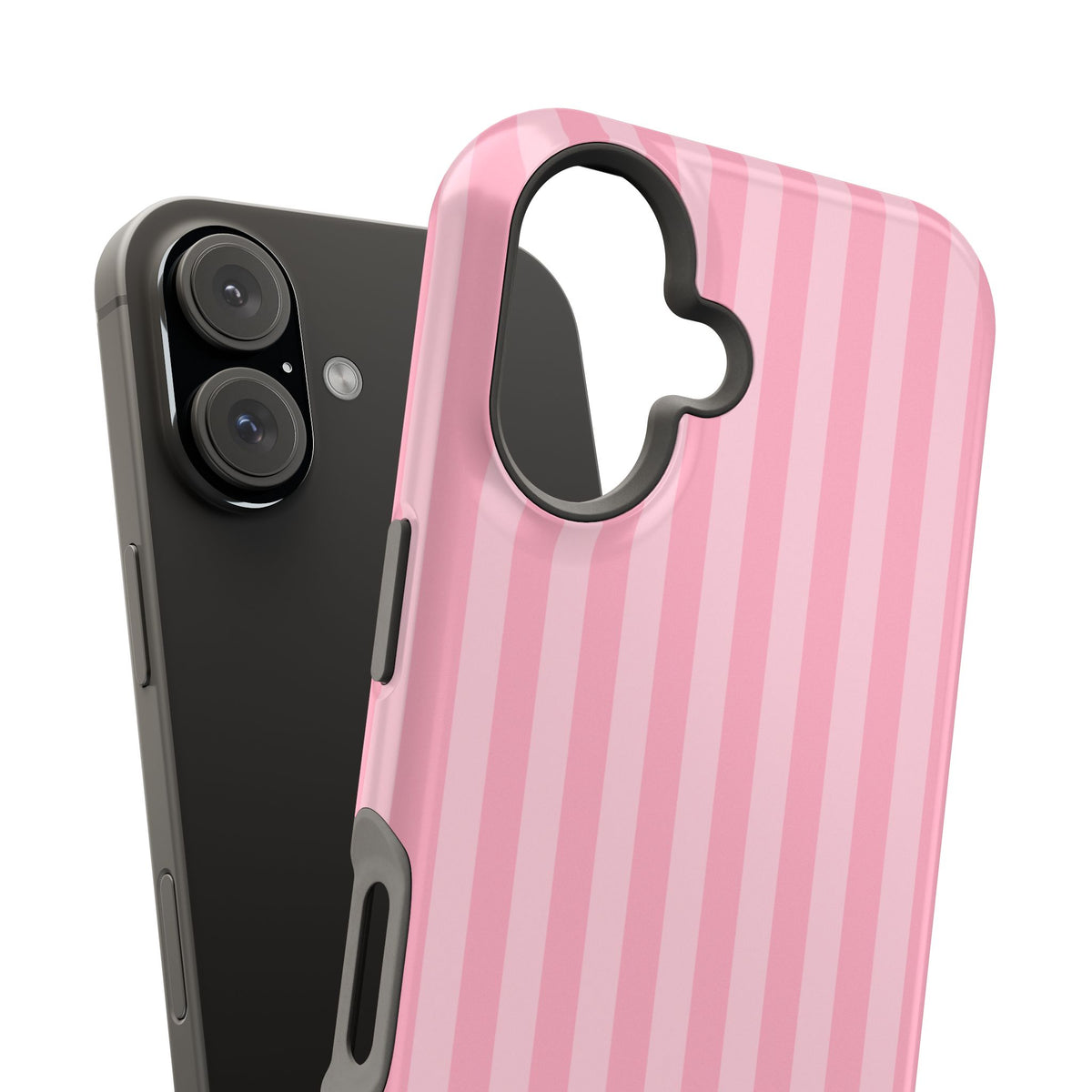 Custom Initials Pink Stripes iPhone Case