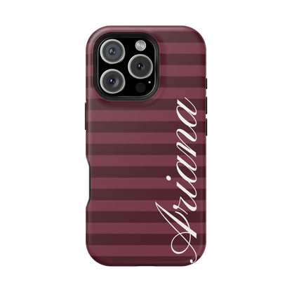 Custom Burgundy Classic Striped iPhone Case