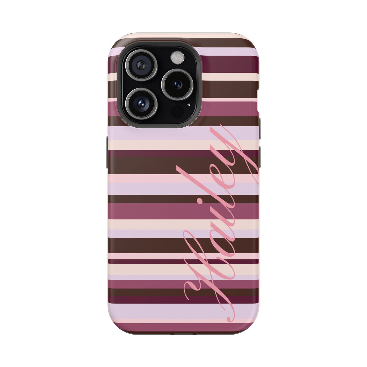 Custom Berry Mocha Stripes iPhone Case