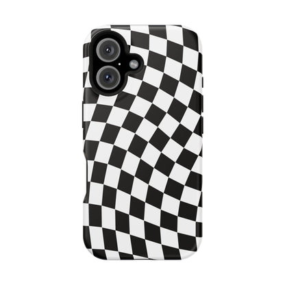 Black Wavy Checkered iPhone Case