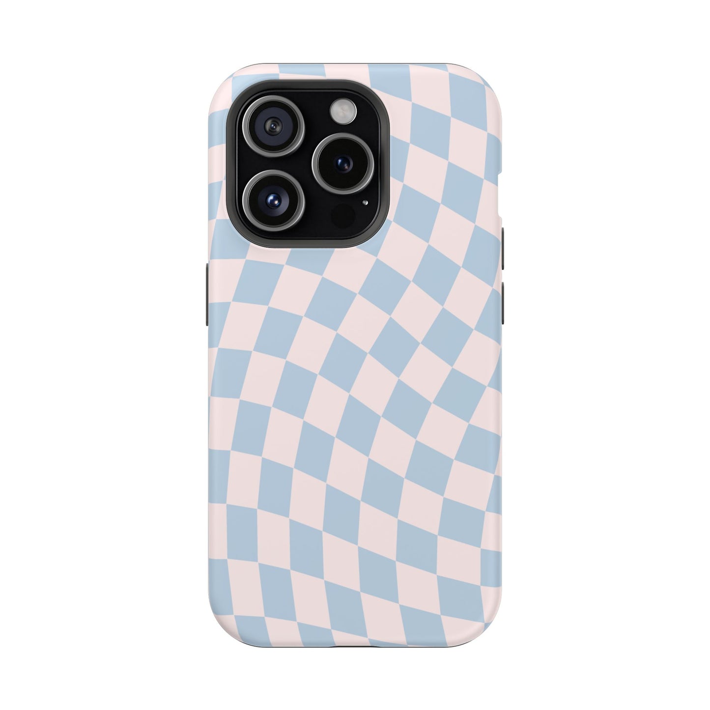 Pink & Blue Wavy Checkered iPhone Case