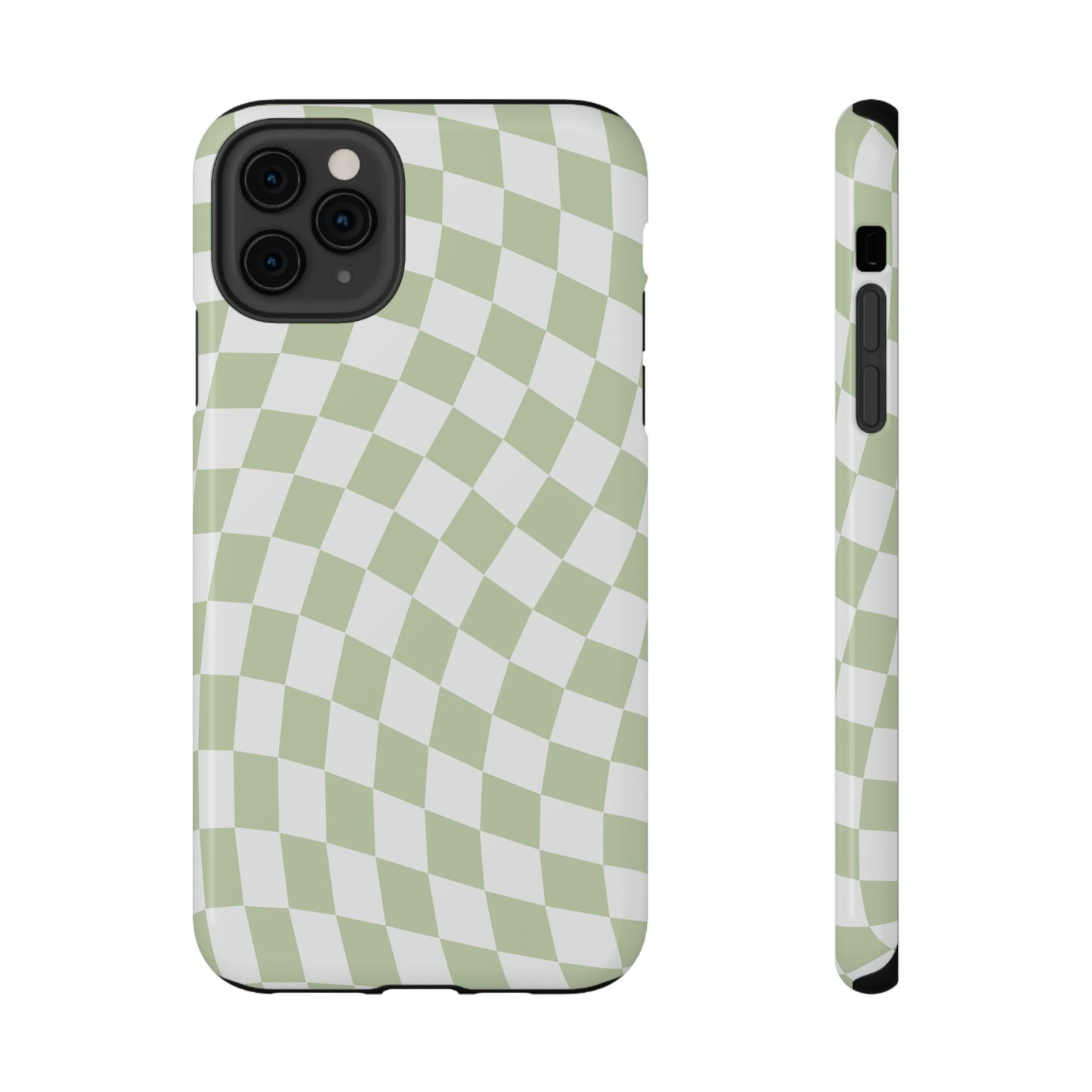 Light Green Wavy Checkered iPhone Case