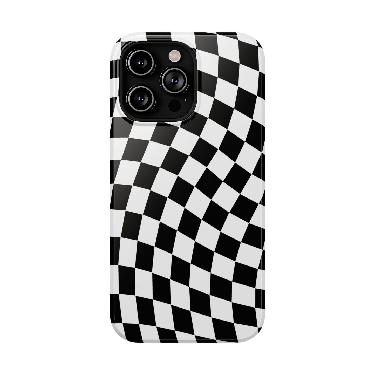 Black Wavy Checkered iPhone Case