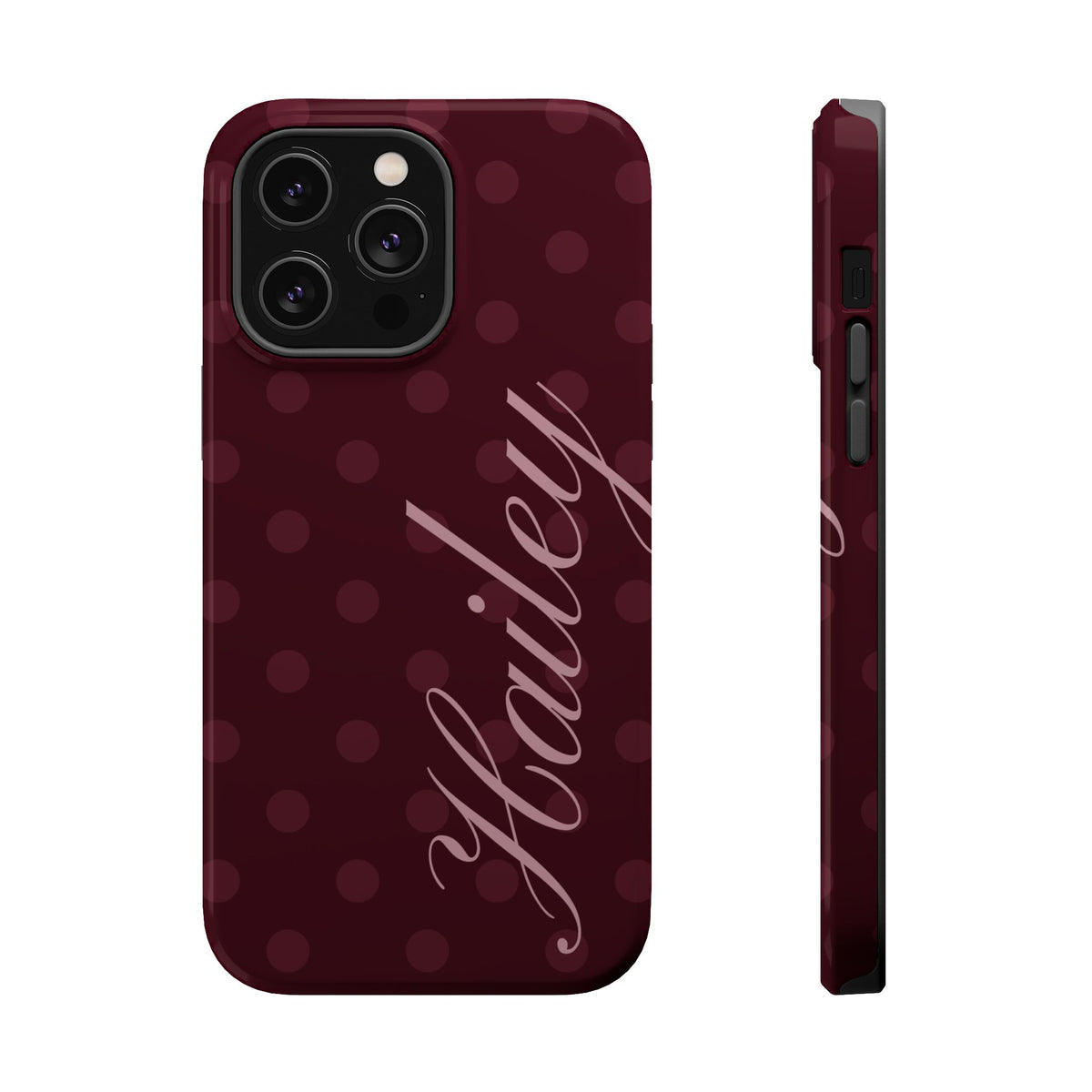 Custom Burgundy Polka Dots iPhone Case