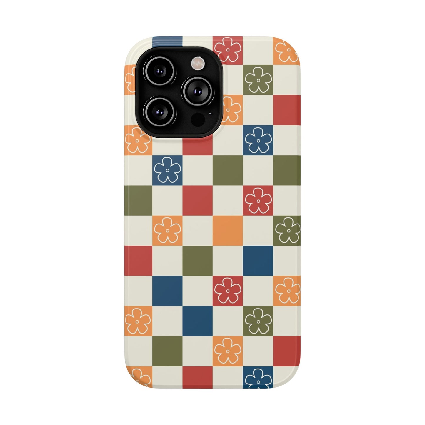Vintage Flowers Checkered iPhone Case