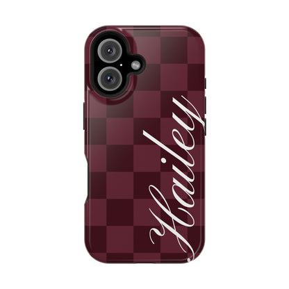 Custom Burgundy Checkered iPhone Case
