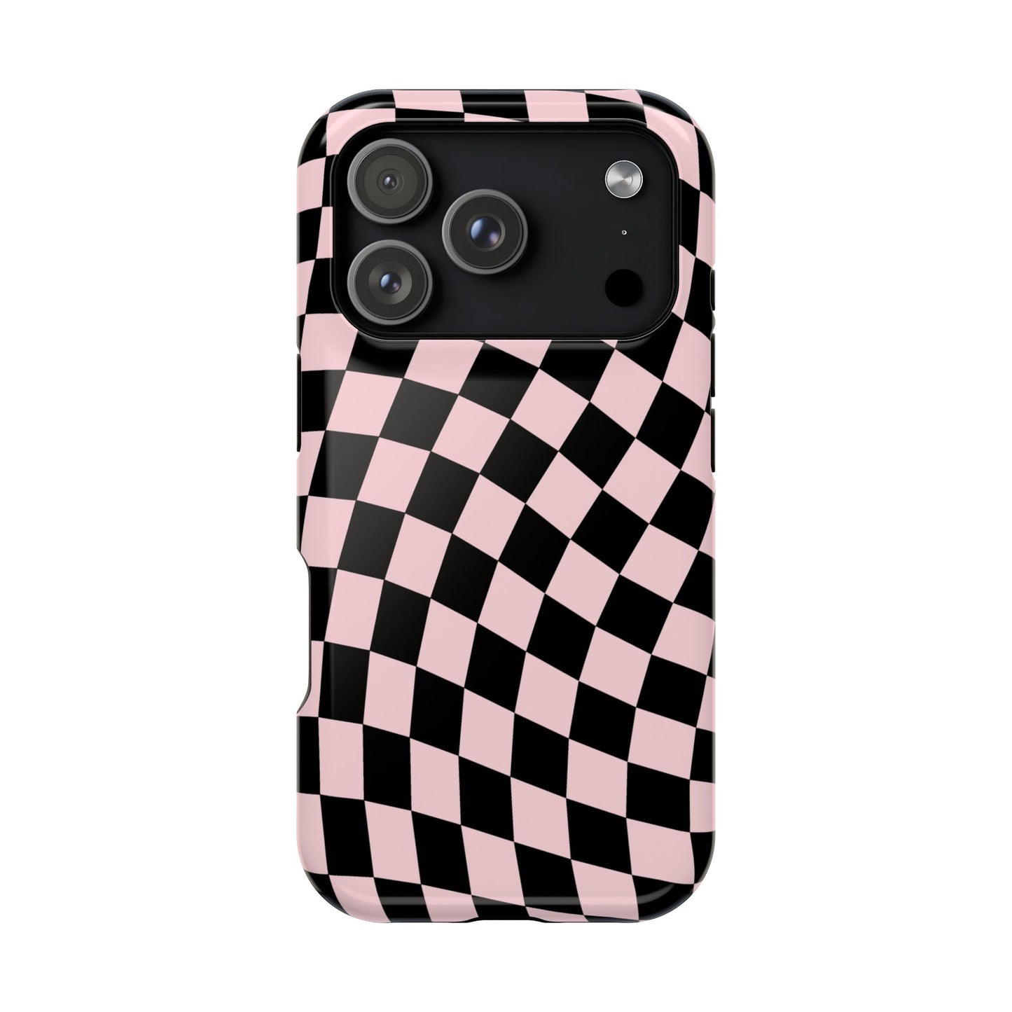 Pink & Black Wavy Checkered iPhone Case