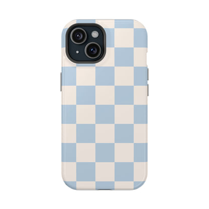 Light Blue & Beige Checkered iPhone Case