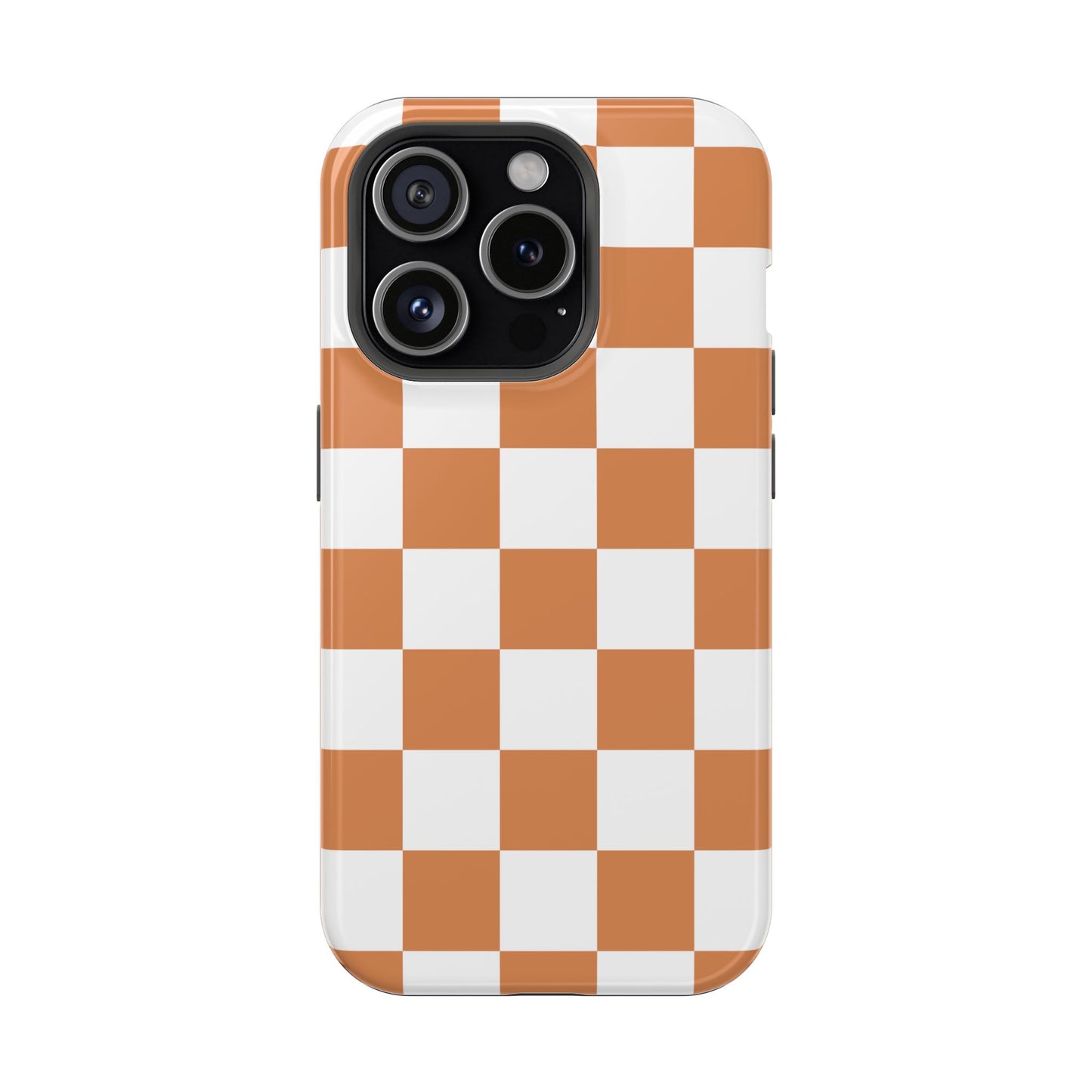 Dark Orange & White Checkered iPhone Case
