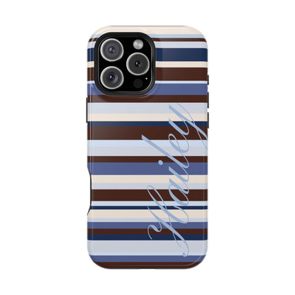 Custom Blueberry Mocha Stripes iPhone Case