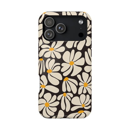 Black Retro Flowers iPhone Case