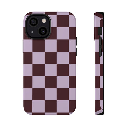 Burgundy & Violet Checkered iPhone Case