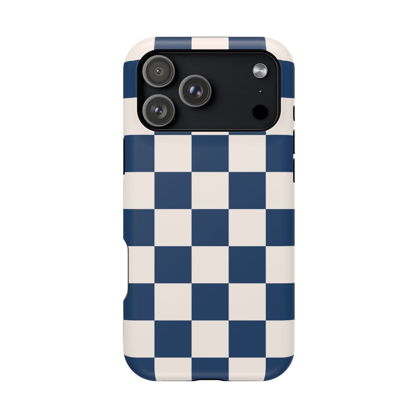 Navy & Beige Checkered iPhone Case