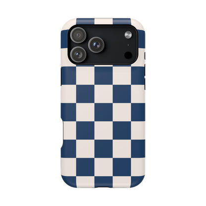 Navy & Beige Checkered iPhone Case