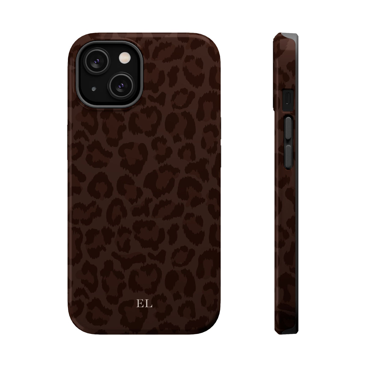 Custom Initials Mocha Leopard iPhone Case