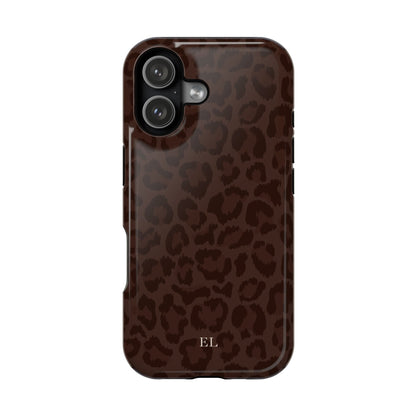 Custom Initials Mocha Leopard iPhone Case