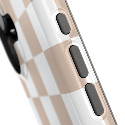 Beige & White Checkered iPhone Case
