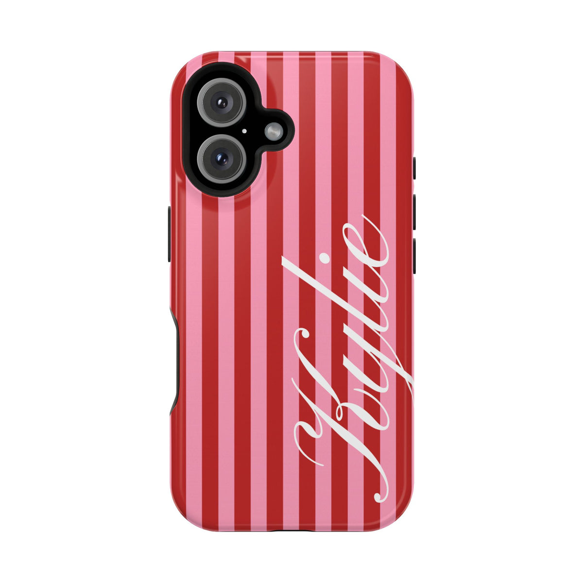 Personalized Cherry Blush Stripes iPhone Case