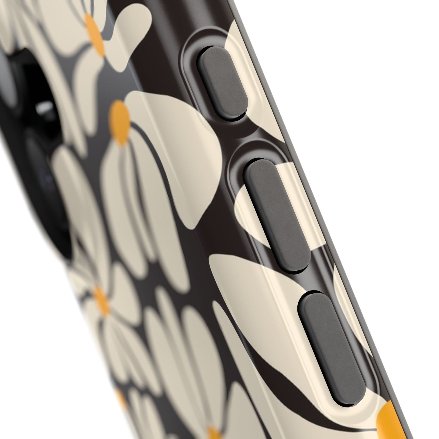 Black Retro Flowers iPhone Case