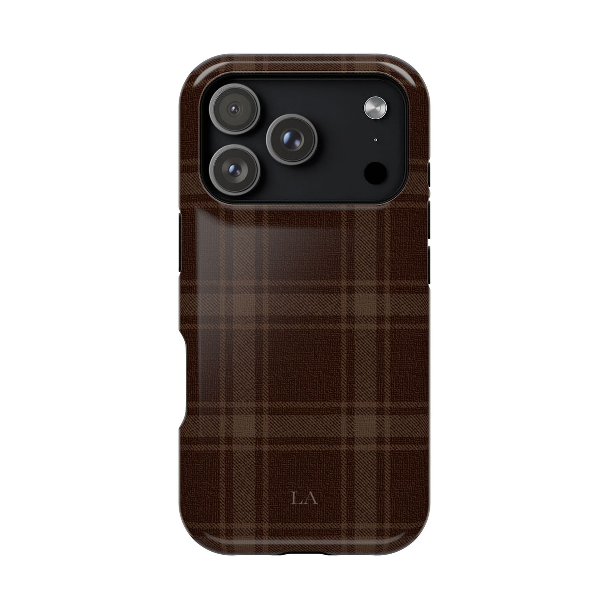 Custom Initials Cocoa Plaid iPhone Case
