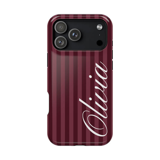 Custom Burgundy Stripes iPhone Case
