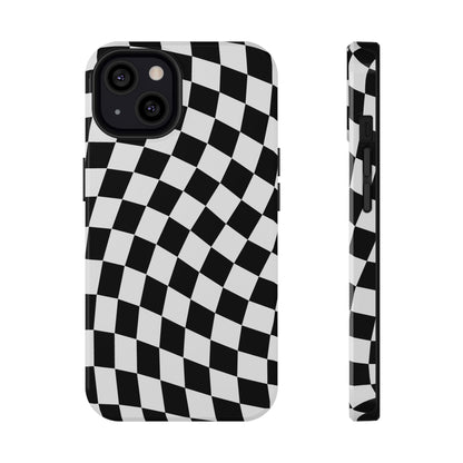 Black Wavy Checkered iPhone Case