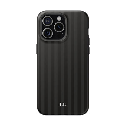 Custom Initials Black Stripes iPhone Case