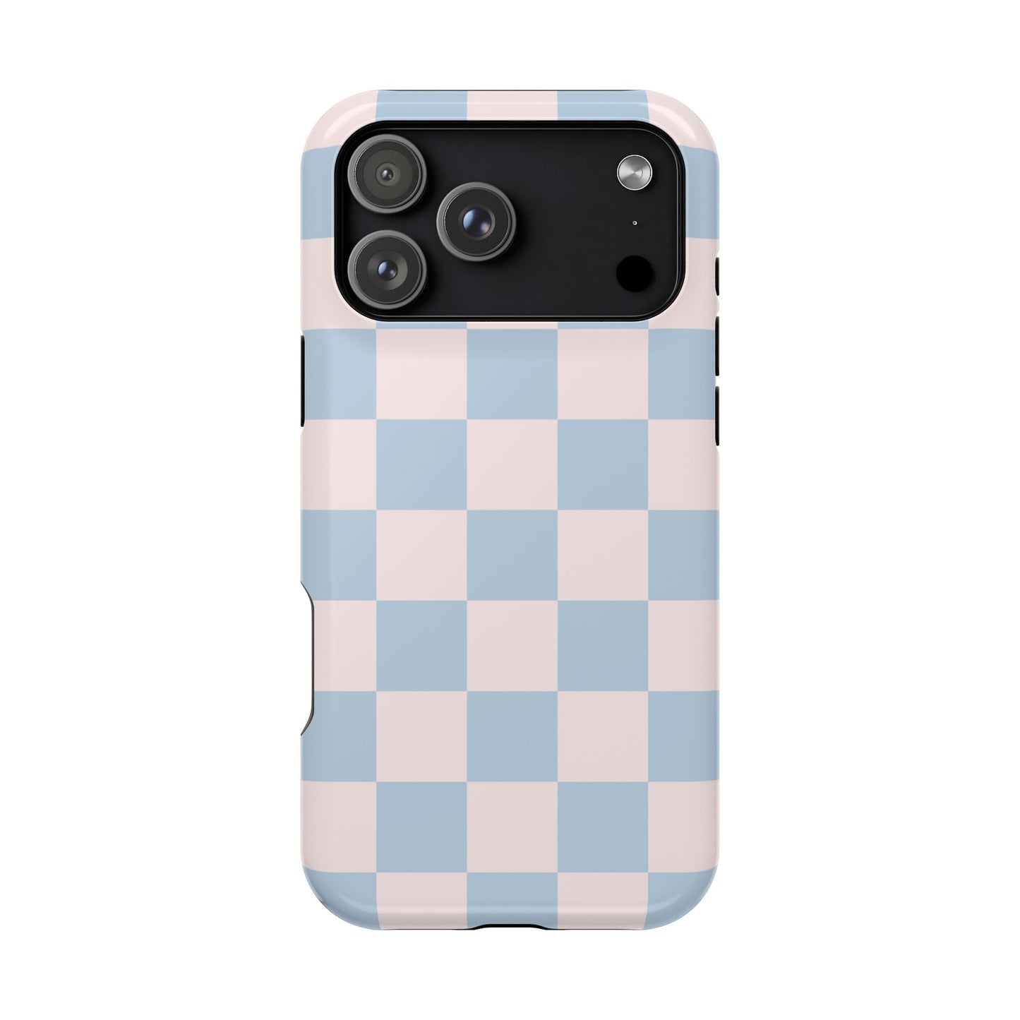 Light Pink & Blue Checkered iPhone Case