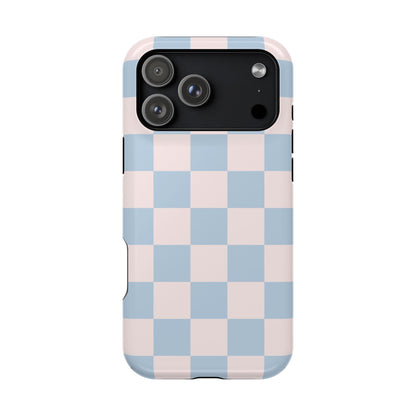 Light Pink & Blue Checkered iPhone Case