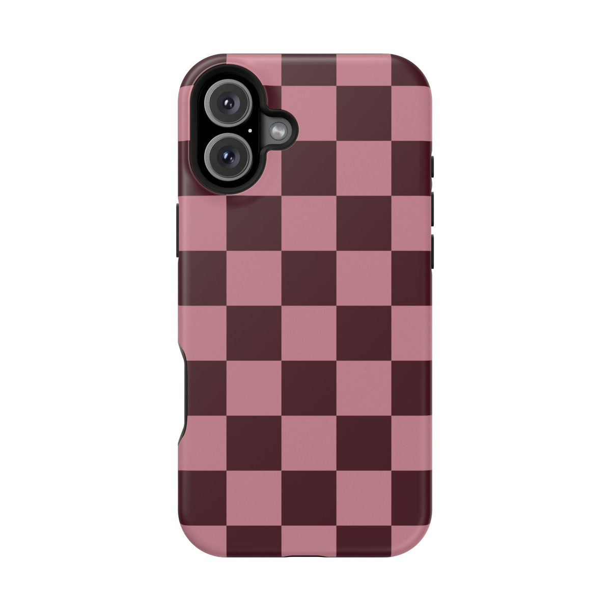Burgundy & Pink Checkered iPhone Case