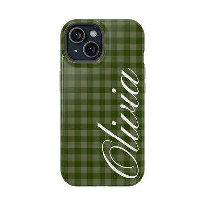 Custom Green Gingham iPhone Case